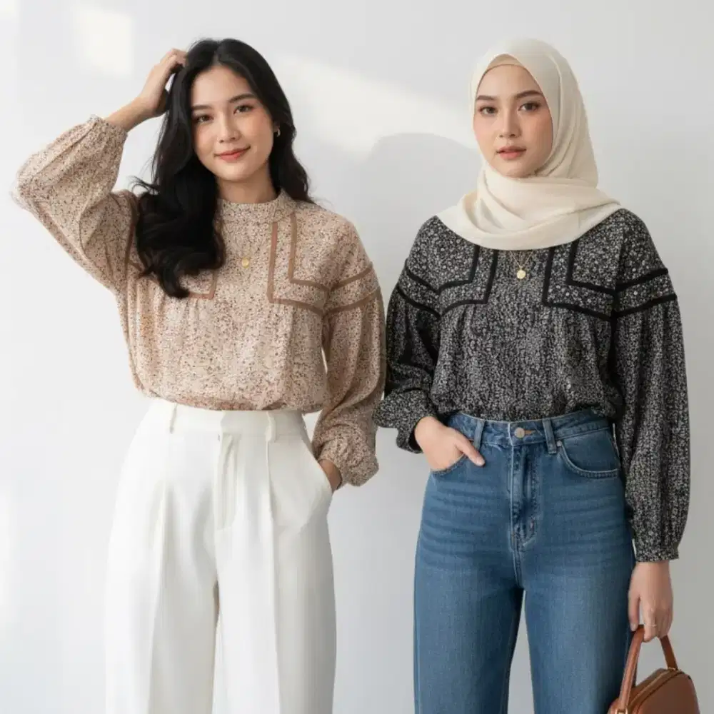 Dian Babydoll Top Wanita Lengan Panjang - Atasan Casual Kekinian Modis