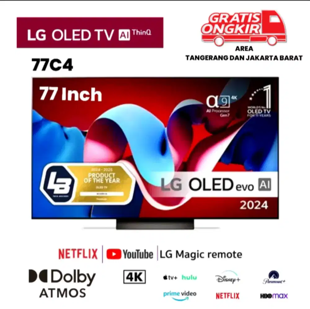 LG OLED 4K SMART TV 77 Inch 77C4PSA ThinQ AI Dolby Atmos Alpha 9 AI