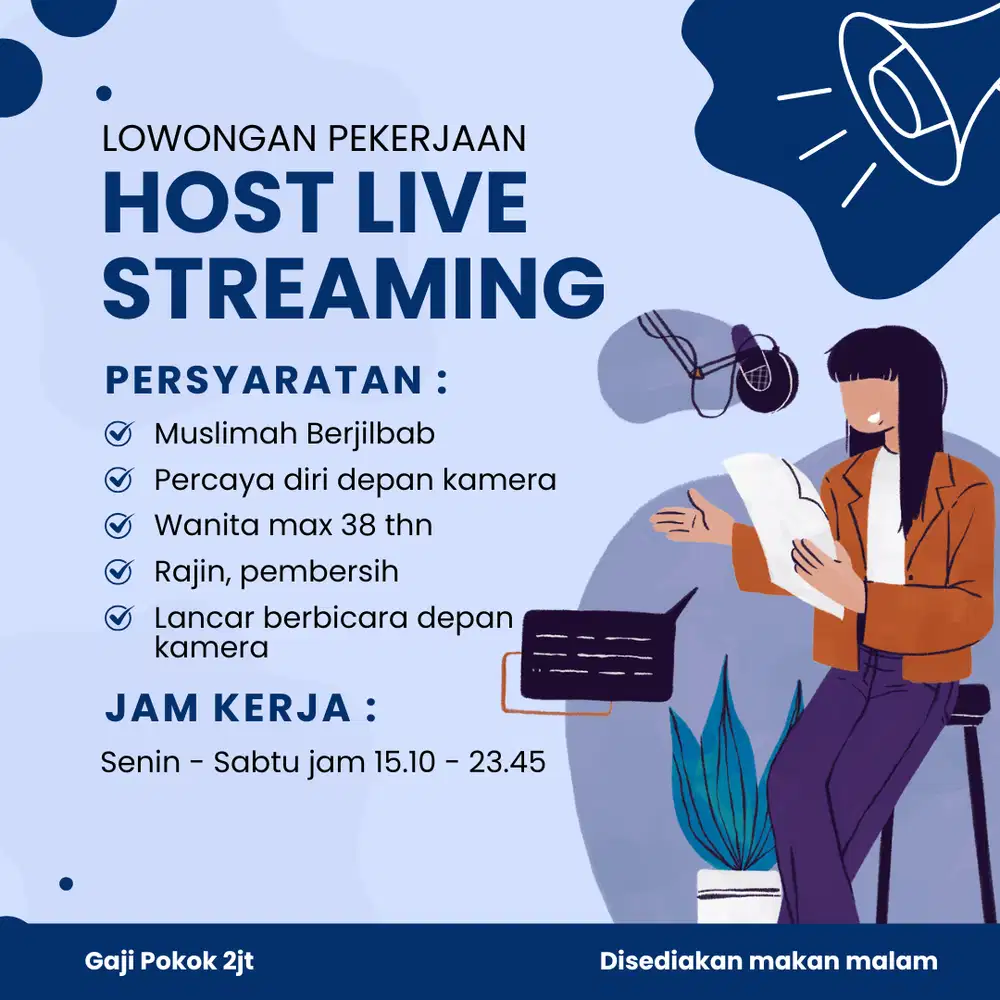Lowongan Kerja Host Live Streaming Shift Malam