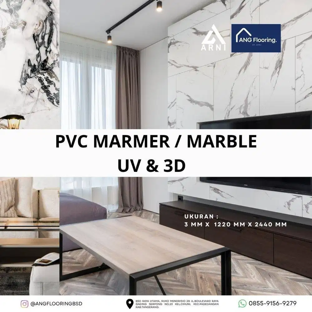 PVC MARMER YOURA 2,44M X 1,22M / 3D SERIES / DEKORASI DINDING
