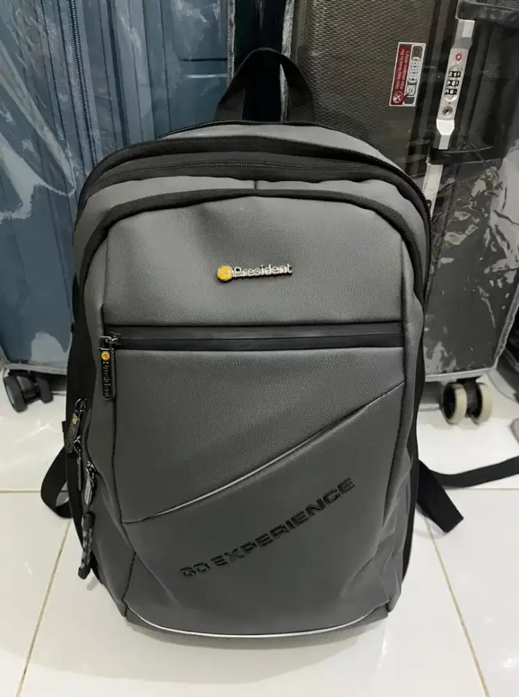Tas Ransel Kantor President Go Experience Dark Grey Original Mulus