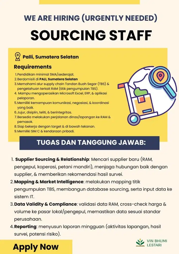 SOURCING STAFF BUTUH CEPAT