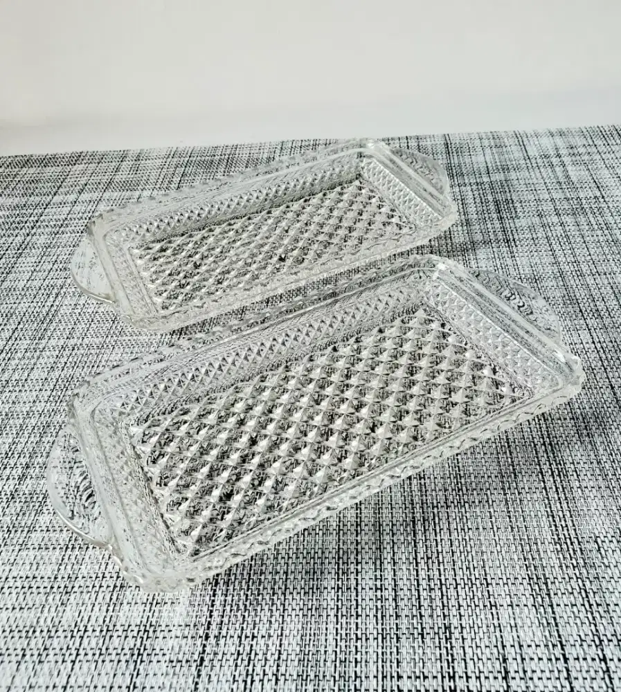 2 pcs Piring Saji Snack Kaca Kristal Klasik Vintage