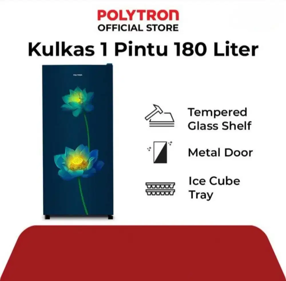 KULKAS 1 PINTU POLYTRON METALLIC SERIES PRB 187