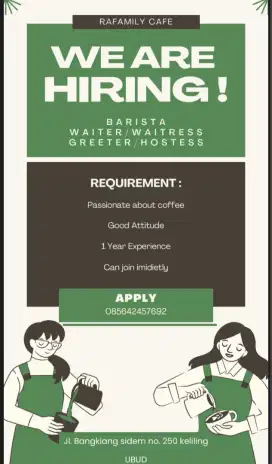 Rafamily Ubud, We are Hiring