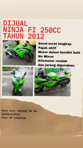 Jual Kawasaki Ninja 250 Fi tahun 2012