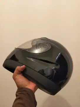 Helm full face black kaca bening