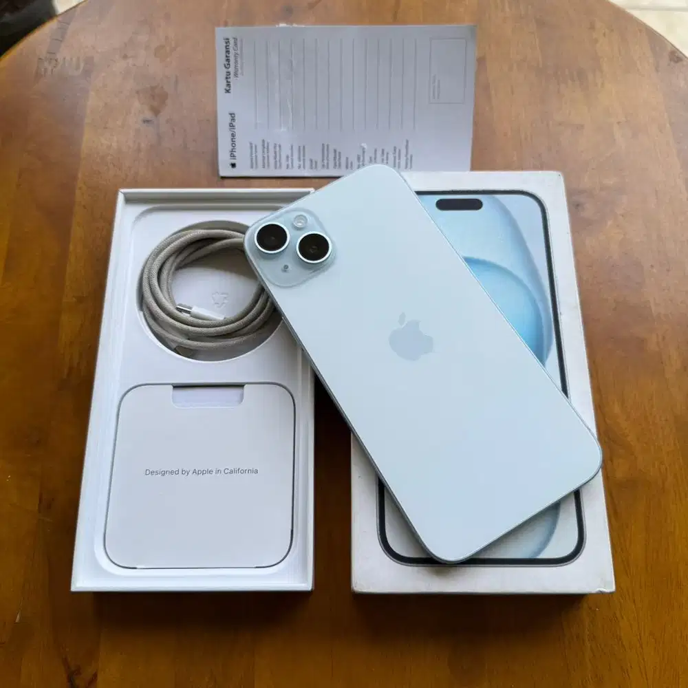 iPhone 15 Plus 128GB Blue Mulus Perfact Garansi Resmi iBox 10 Bulan