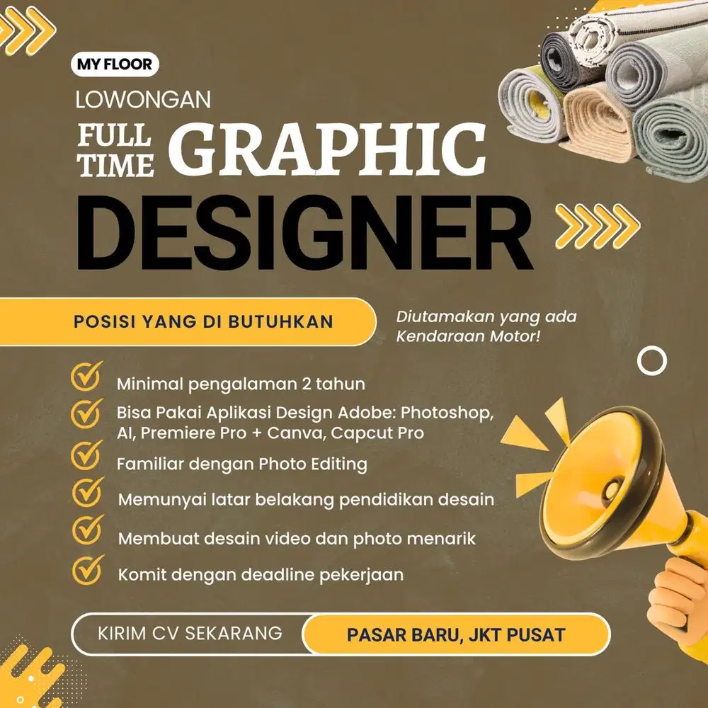 DICARI GRAPHIC DESIGNER UNTUK PERUSAHAAN KARPET