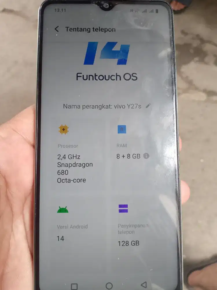 Vivo y 27 s ram 8+8/128