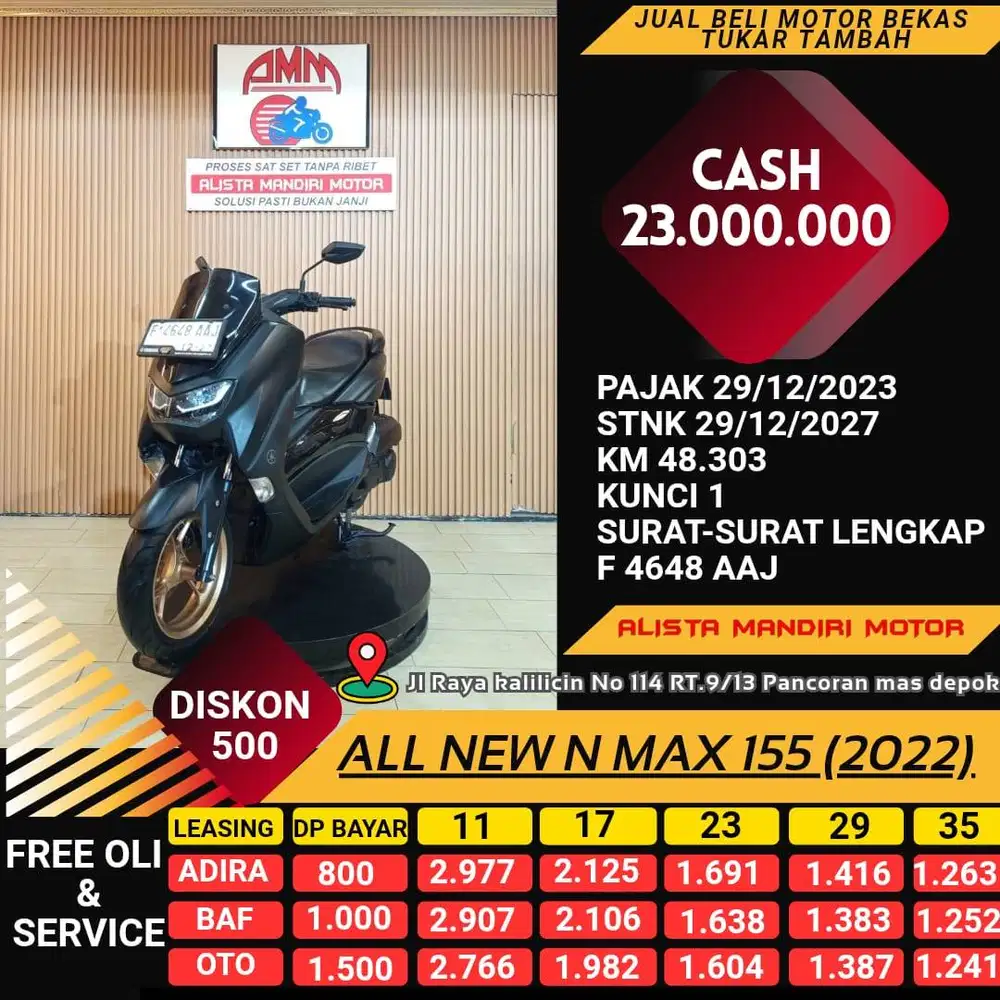 DP 800 BISA BAWA PULANG AAL NEW N AMX 155 TH 2022 PLAT F BOGOR