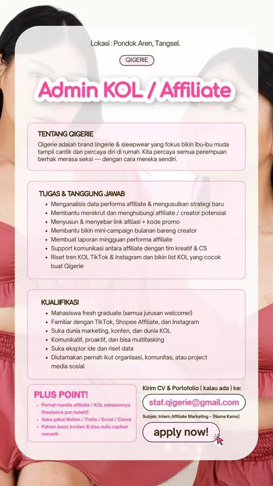 Lowongan kerja host live dan admin