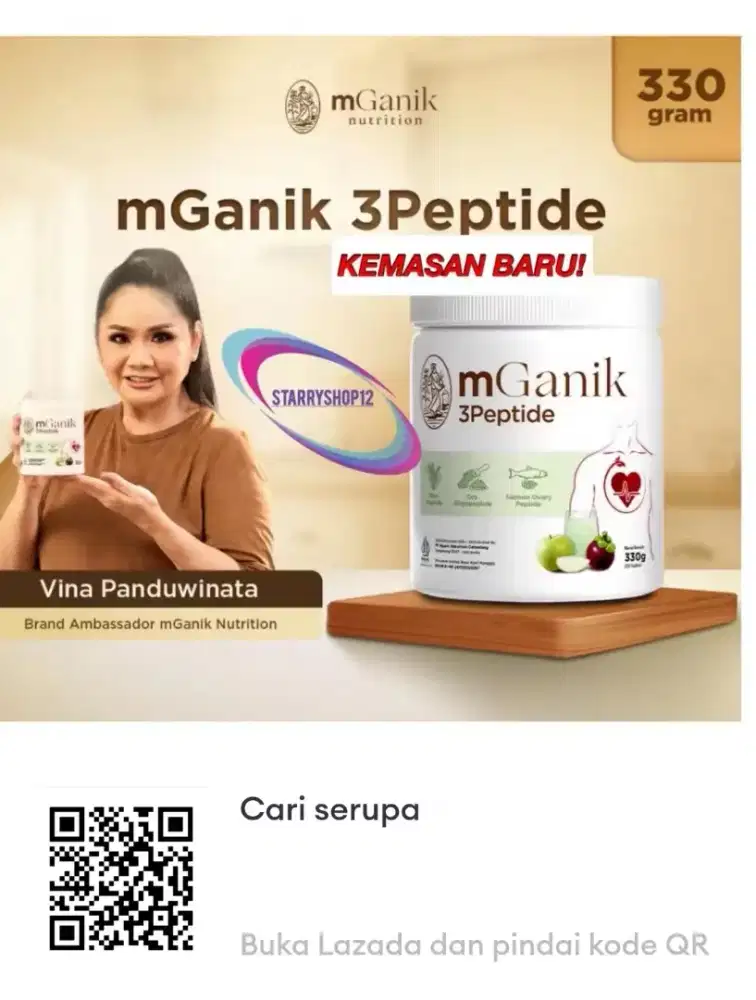(free gold) Mganik 3peptide suplement hipertensi kemasan 330 gr