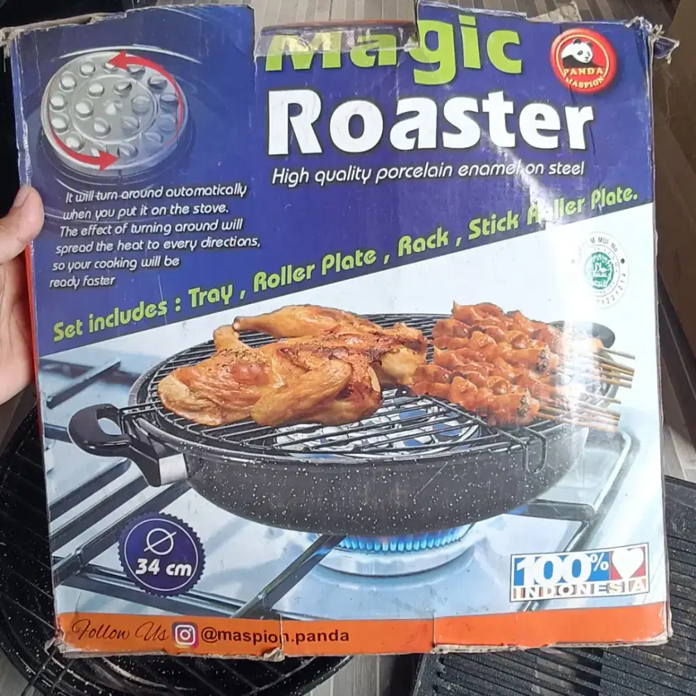 magic roster Maspion 34 cm alat panggang BBQ alat panggang barbeque