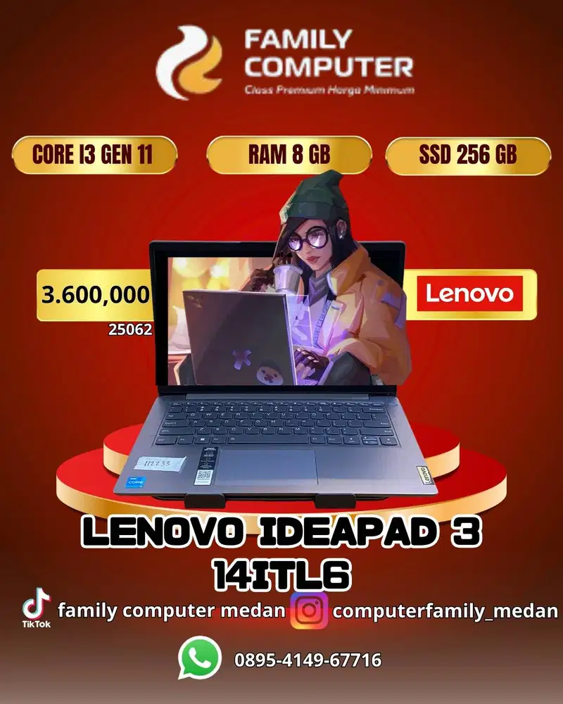 LENOVO IDEPAD 3 14ITL6 |CORE I3 GEN 11 |RAM 8 GB | SSD 256 GB