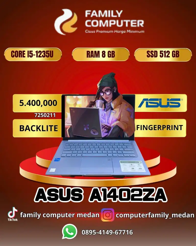 ASUS A1402ZA |CORE I5-1235U |RAM 8 GB |SSD 512 GB