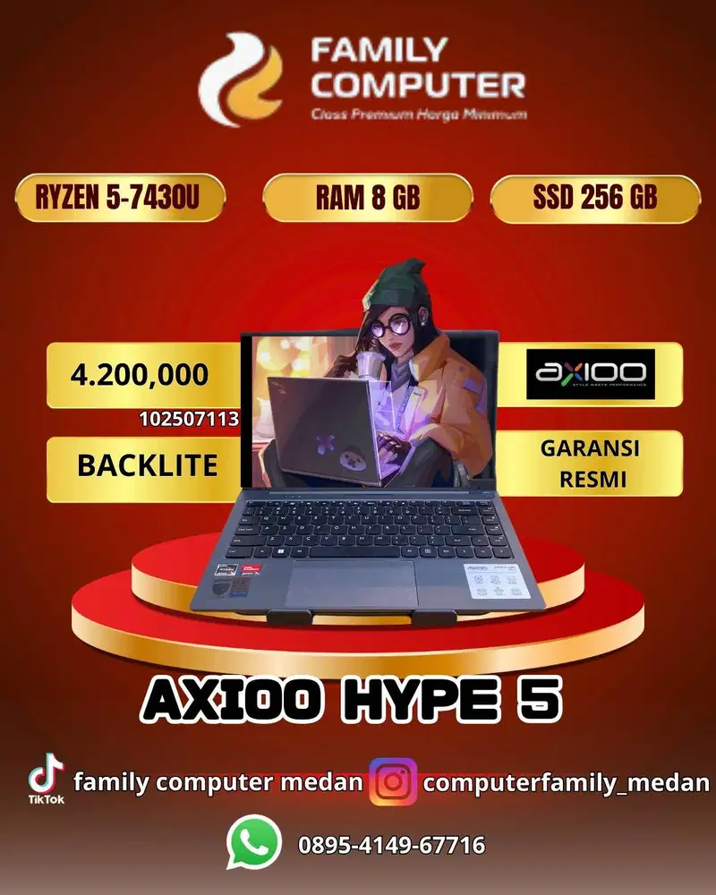 AXIOO HYPE 5| RYZEN 5-7430U |RAM 8 GB |SSD 256 GB