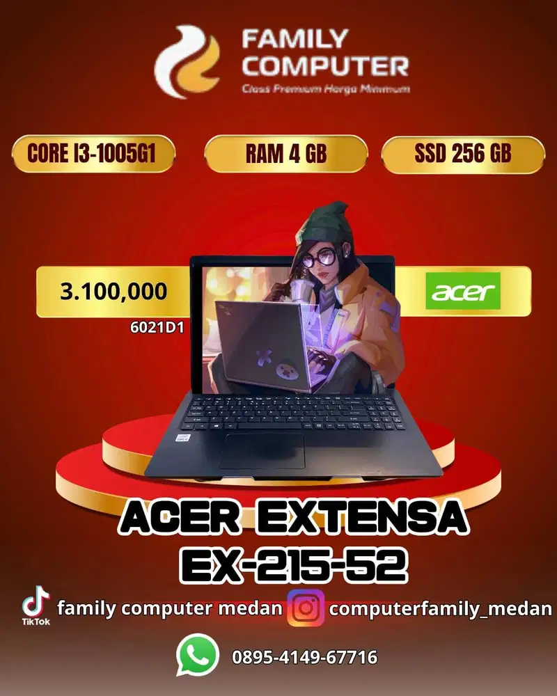 ACER EXTENSA EX-215-52 | CORE I3-1005G1 |RAM 4 GB | SSD 256 GB