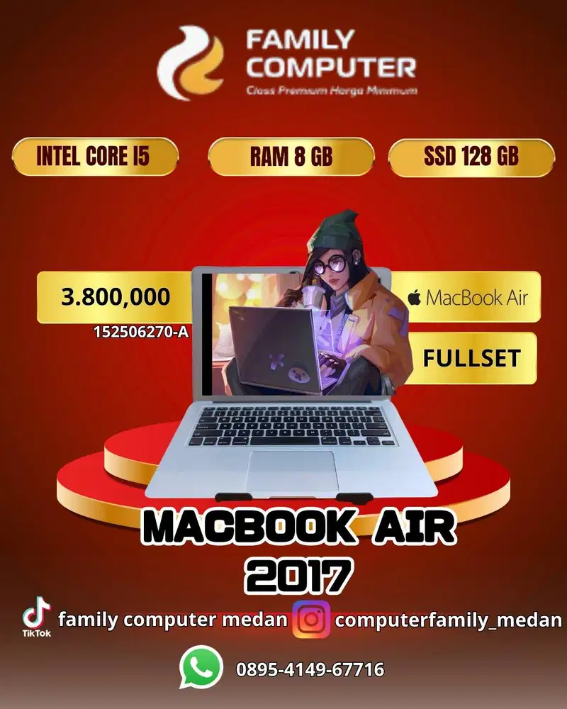MACBOOK AIR 2017 | INTEL CORE I5 |RAM 8 GB |SSD128 GB