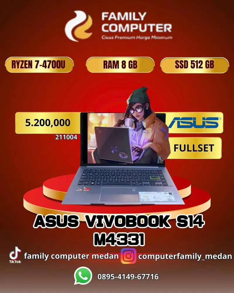 ASUS VIVOBOOK S14 M4331 | RYZEN 7-4700U|RAM 8GB |SSD 512 GB