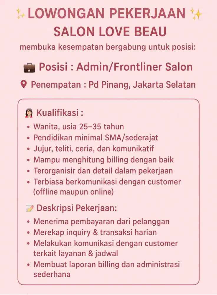 admin / frontliner salon
