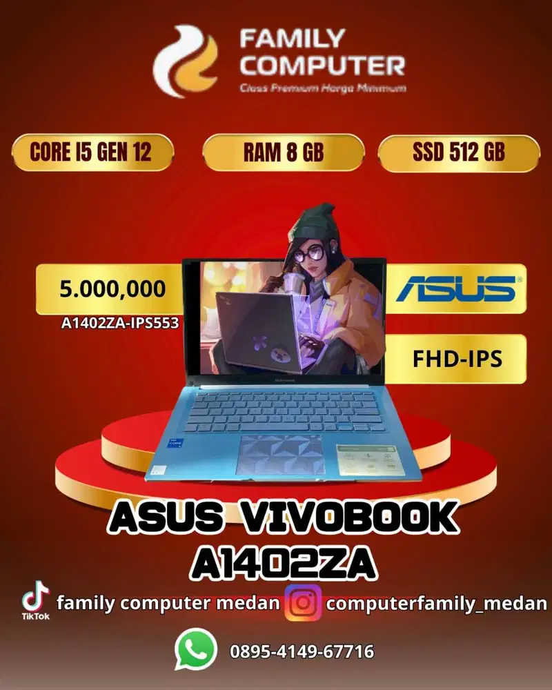 ASUS VIVOBOOK A1402ZA |CORE I5 GEN 12 |RAM 8 GB | SSD 512 GB