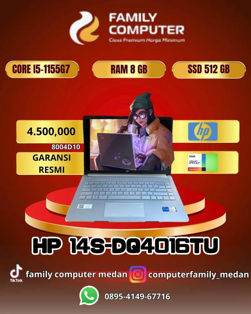 HP 14S-DQ4016TU | CORE I5-1155G7 |RAM 8 GB |SSD 512 GB