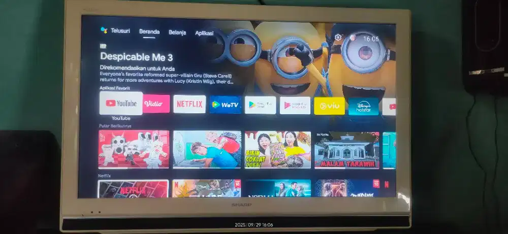 Tv lcd Sharp 40inchi sudah upgrade mesin digital noken