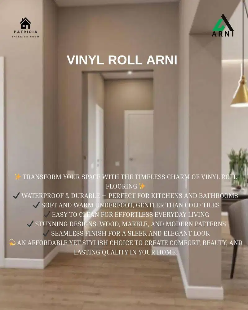 Vinyl Roll Lantai Arni | Vinyl Flooring tebal 2mm