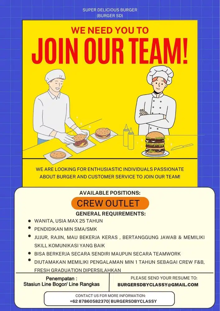 Dibutuhkan segera Waitress/ Pramusaji / Kasir