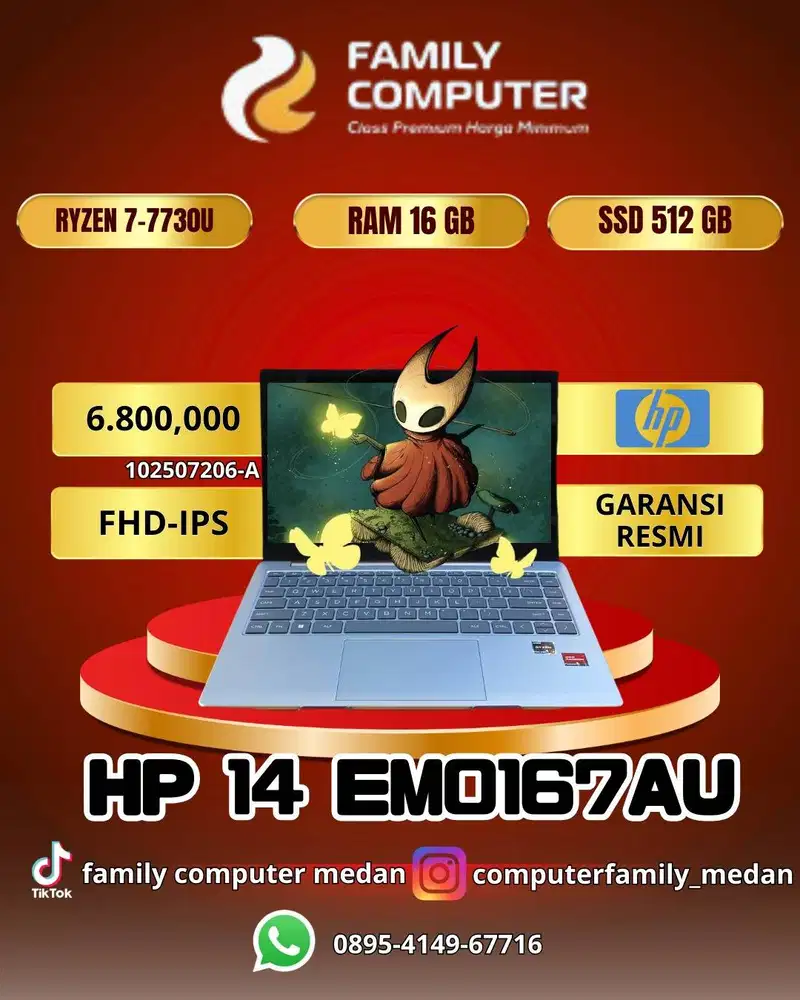 HP 14 EM0167AU | RYZEN 7-7730U | RAM 16 GB |SSD 512 GB