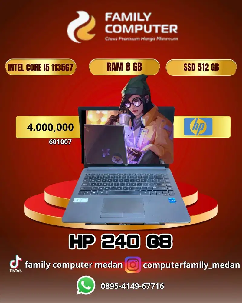 HP 240 G8 | INTEL CORE I5 1135G7 |RAM 8 GB | SSD 512 GB