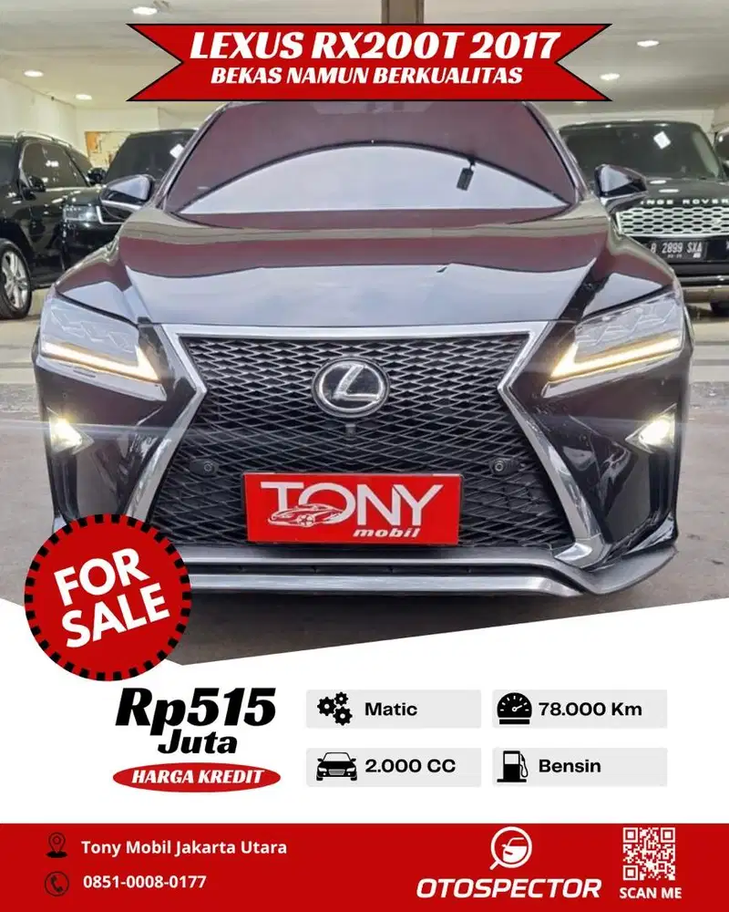 Sunroof Lexus RX 200T F-Sport 2.0 AT 2017 Hitam