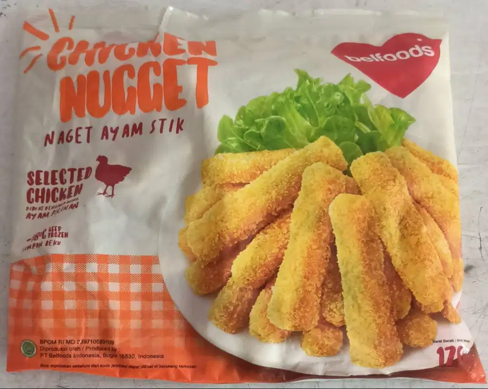 Belfoods Chicken Nugget Stik 170 Gram Kurang Lebih Isi 8 Pcs