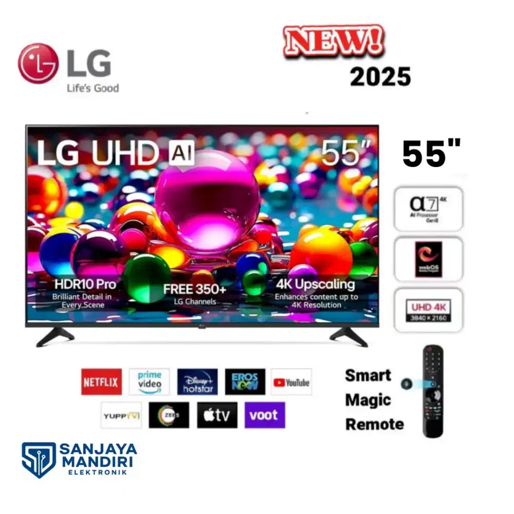 LG AI TV UHD 4K 55 Ai Smart Tv 4K HDR10 Pro 55AU7550 Ai Alpha 7 Gen8