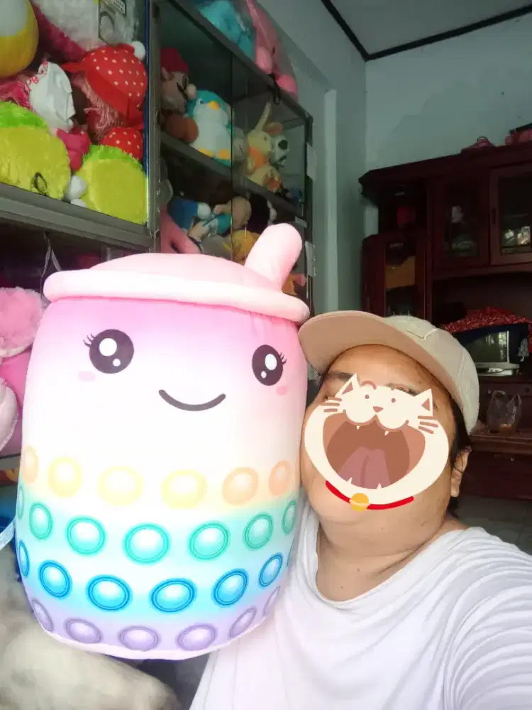 Boneka Boba strawbery milk tea lembut