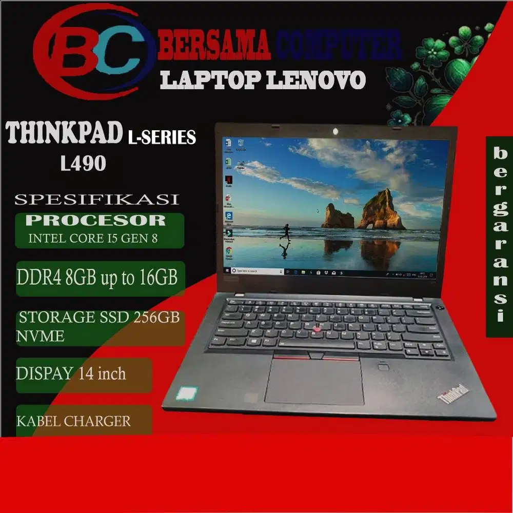 lenovo thinkpad L490 i5 Gen 8 ssd 256gb ram 8gb ddr4 14 inch