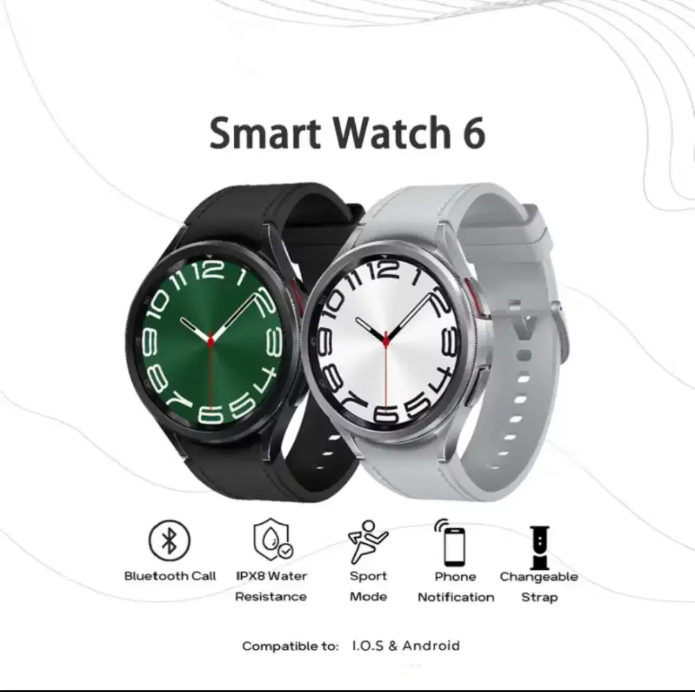 SmartWatch 6 classic 1.52 inch dengan Chipset Terbaik! WearFit Premium