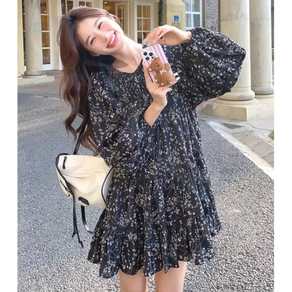 Tana Floral Babydoll Dress Jumbo Friendly - Casual Elegan Kekinian