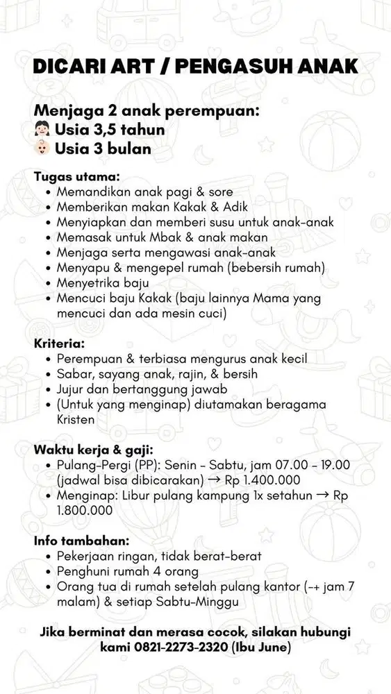 Lowongan Kerja PP dan Nginap !!!