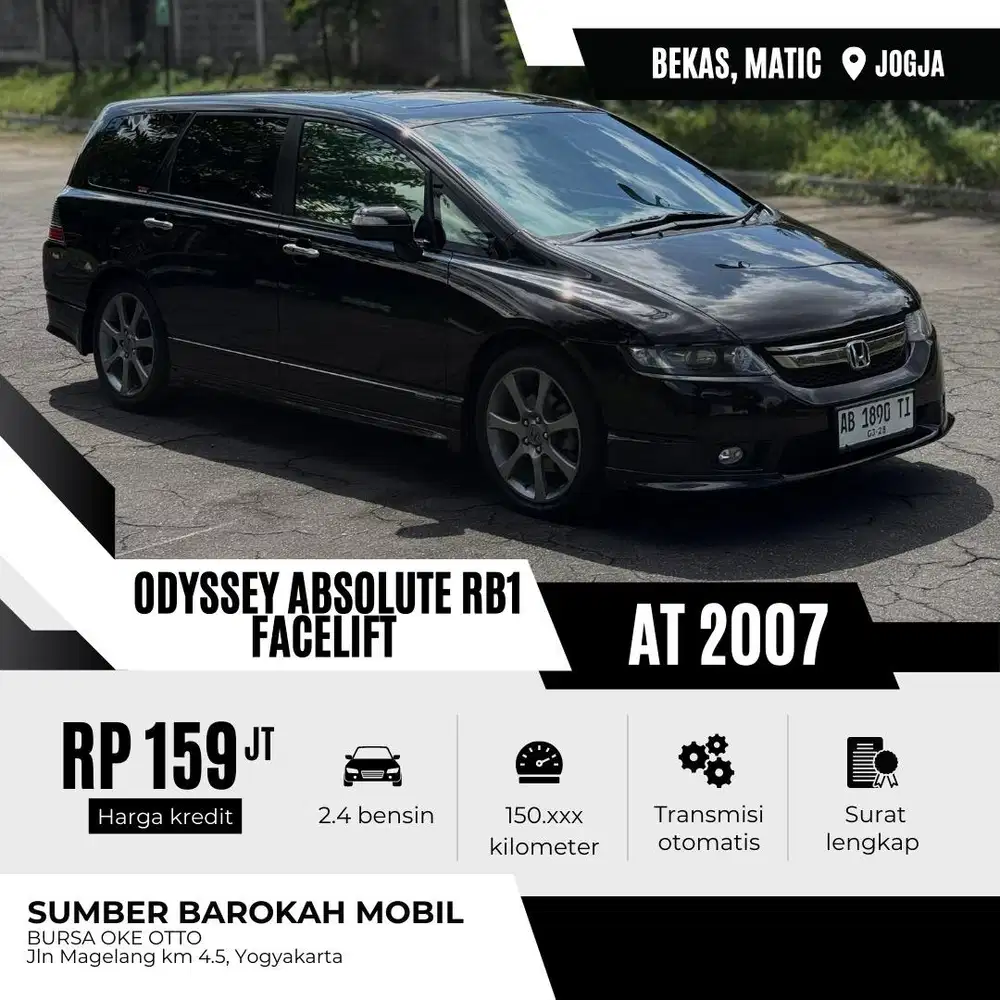 Honda Odyssey RB1 Absolute Facelift 2007 Plat AB Bisa Kredit