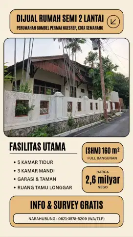 Rumah Strategis & Murah Di Kawasan Elit Gombel Permai Semarang