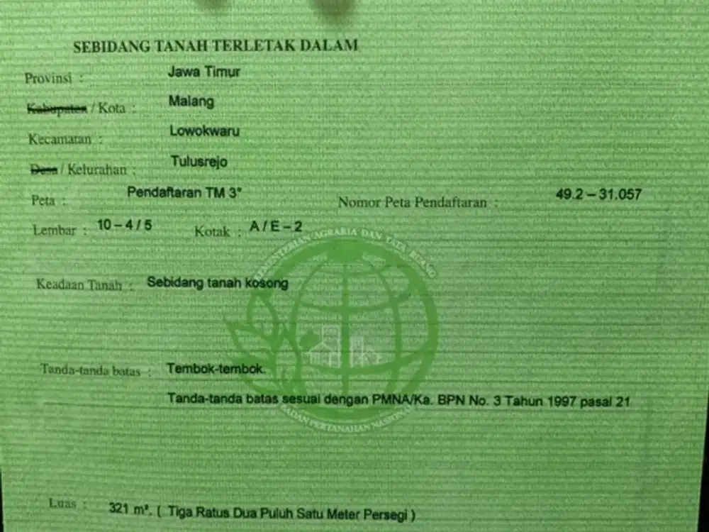 Tanah di Papa Biru I Kendalsari Sukarno Hatta Malang