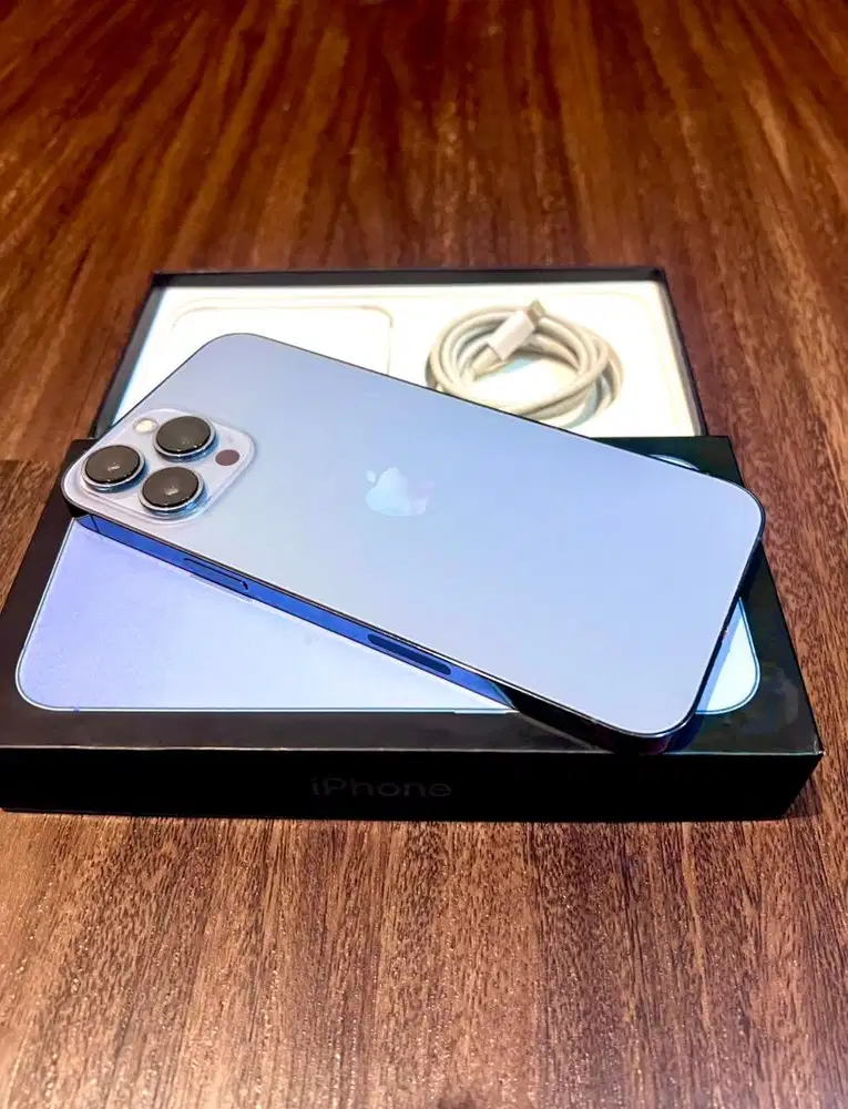 Iphone 13 Pro Max 128GB Sierra Blue Ex-Inter, Fullset Ori (Pribadi)