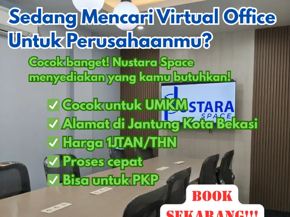 SEWA VIRTUAL OFFICE DI JANTUNG KOTA BEKASI, MULAI DARI 1,7 JUTA/TAHUN!