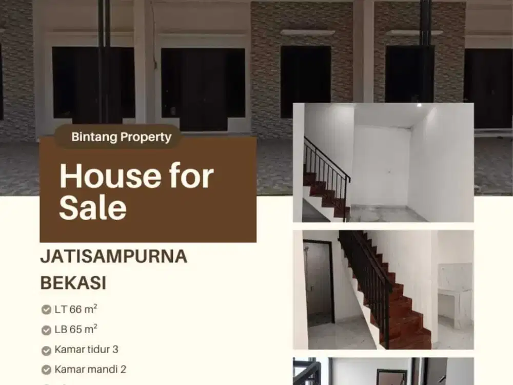 DIJUAL RUMAH DI JATISAMPURNA BEKASI DEKAT TOL JATIIWARNA