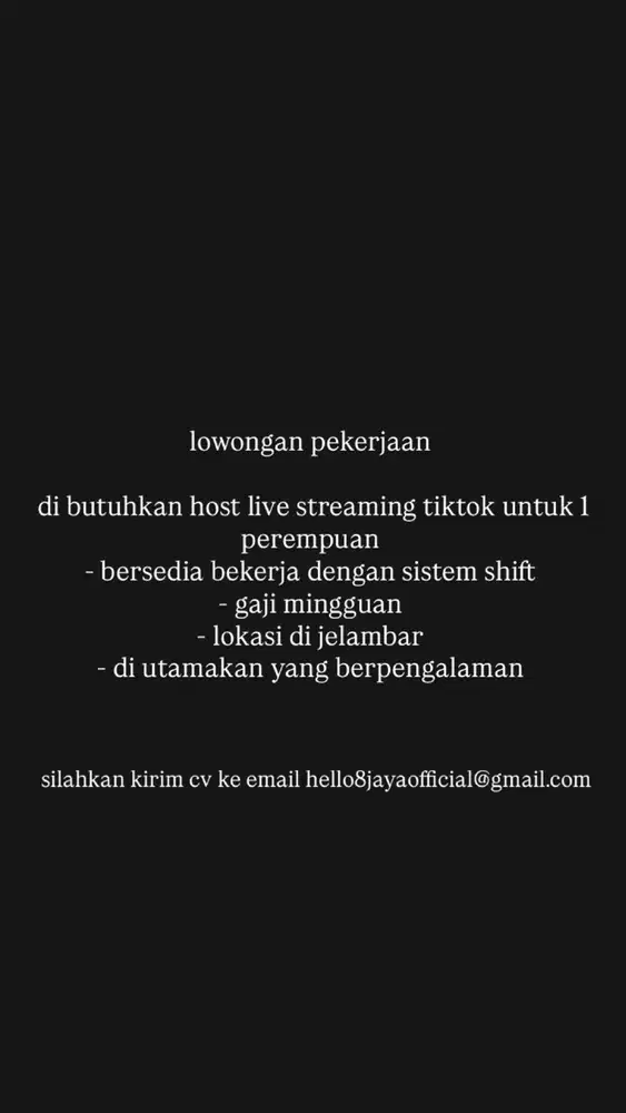 Lowongan Pekerjaan Host Live