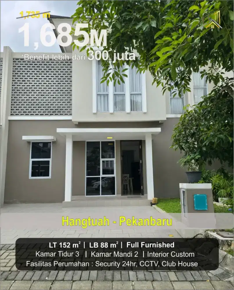 Rumah Villa Tenayan, Hangtuah, fully Furnish