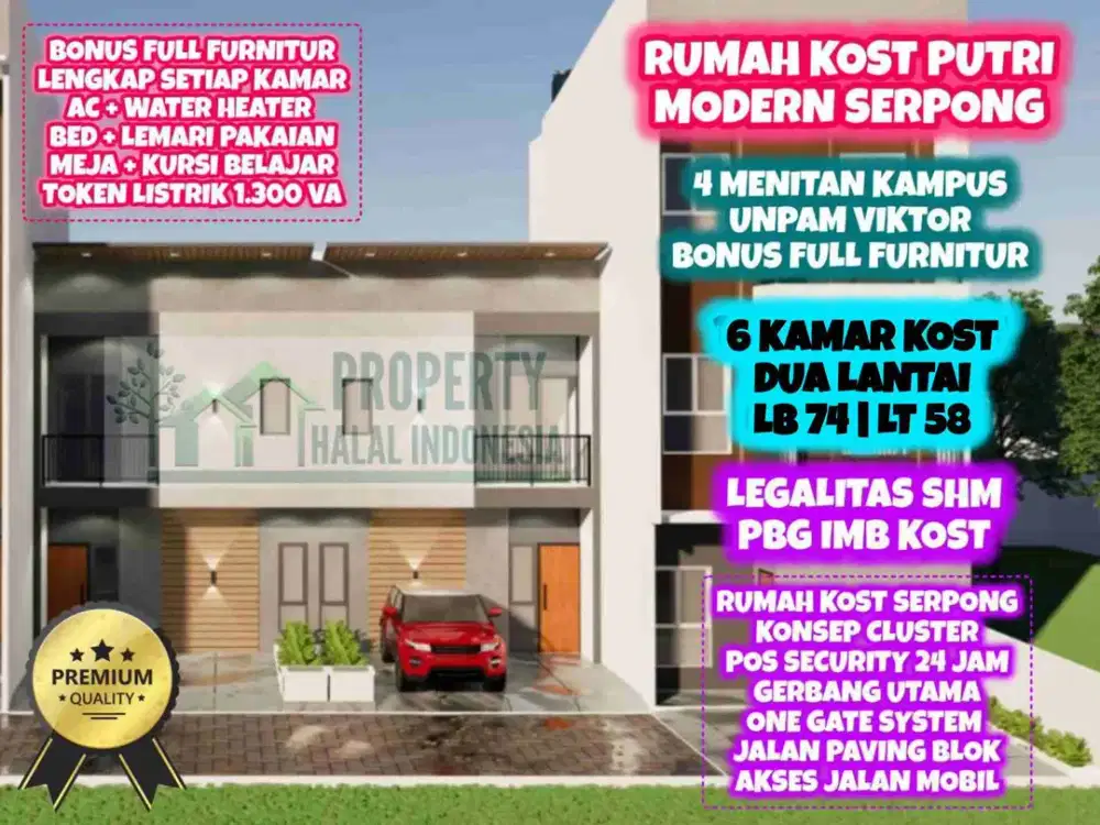 Jual Rumah Kost Putri Serpong Full Furnish Dekat Kampus UNPAM Viktor