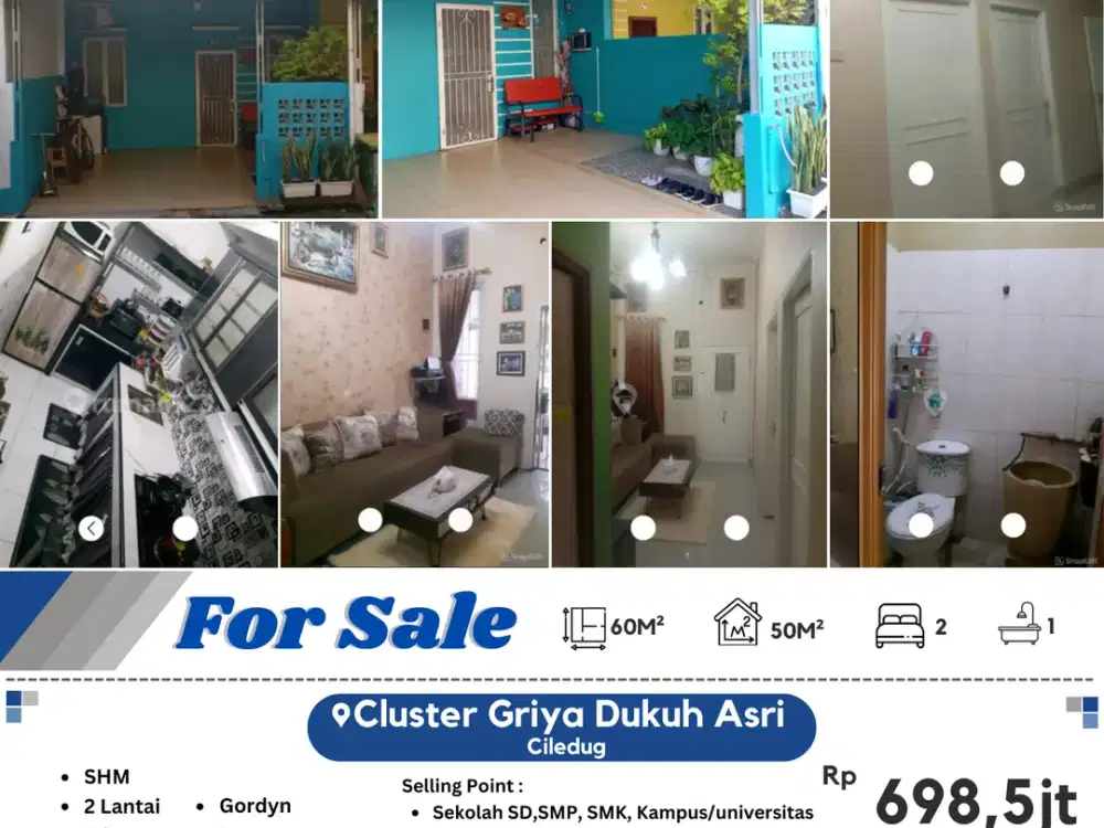 Dijual Rumah Murah!!! di Cluster Griya Dukuh Asri, Ciledug Tangerang, 698,5jt